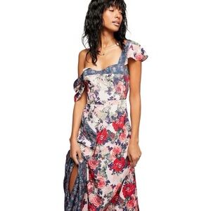 Free People La Fleur Floral V Neck Maxi Dress NWT